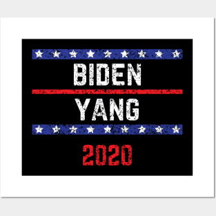 Joe Biden 2020 and Andrew Yang on the One Ticket. Biden Yang 2020 Vintage Distressed Posters and Art